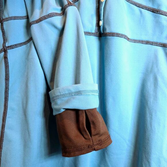 Mountain Hardwear Butter Button Layered Top Long Sleeve Womens Sz XL Teal Green - Picture 8 of 12